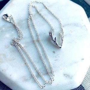 Silver Antler Necklace Women Deer Boho Jewelry NWT